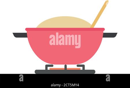Isolated pot on the stove. Kitchen objects - Vector Stock Vector