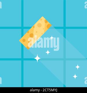 Clean tiles with a sponge. Home clean - Vector Stock Vector