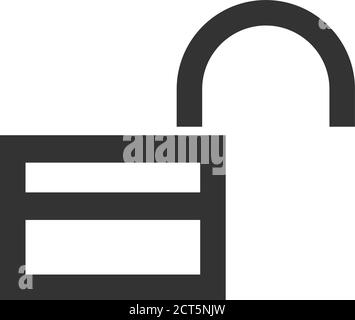 Padlock icon in thick outline style. Black and white monochrome vector ...