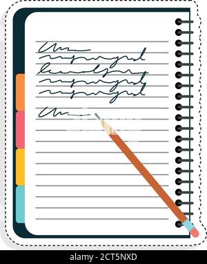 Isolated notebook with notes. School and office suplies - Vector Stock Vector