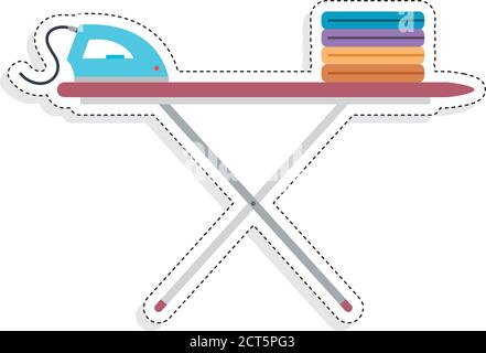 Clothes ironing icons. Iron and ironing board - Vector Stock Vector