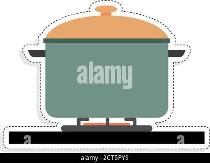 Isolated pot on the stove. Kitchen objects - Vector Stock Vector