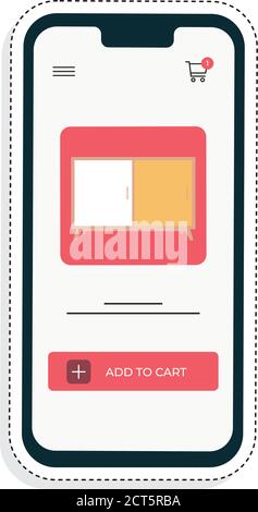Cell phone with virtual store. Online shopping icon - VEctor Stock Vector