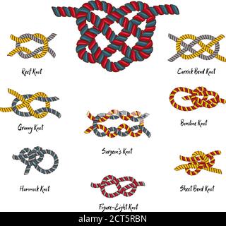 set on chain straps braids and pendant jewelry print on fabric straps, clasps straps chain nautical knots and ropes 80s Opulence Stock Vector