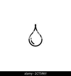 Black line water drop, drip or droplet. Watering pictogram. Rain, raindrop icon Isolated on white. wash icon. Vector illustration. Aqua, dew, splash s Stock Vector