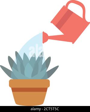 Isolated plant watering icon. Plant and watering can - Vector Stock Vector
