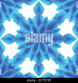 Blue seamless ice texture of snowflakes on white background. Vector pattern for wrapping paper, fabrics, backgrounds and your creativity. Stock Vector