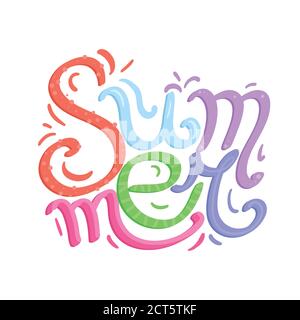 Lettering Summer written by hand. Calligraphic colorful inscription. Vector element for banners, printing on T-shirts, postcards and your design Stock Vector