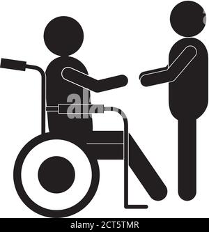 man helping other on wheelchair gradient style icon of Handicapped ...