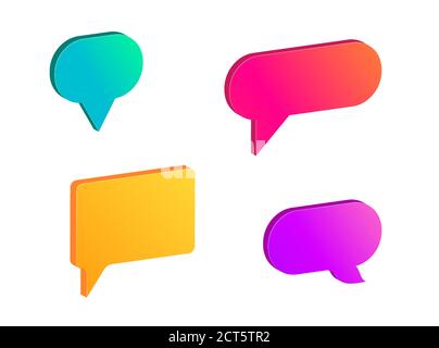 3D dialogue speech bubles with modern gradient, vector art. Stock Vector
