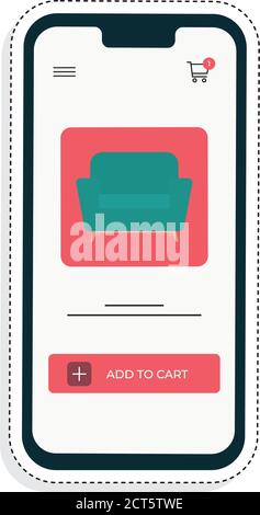 Cell phone with virtual store. Online shopping icon - VEctor Stock Vector