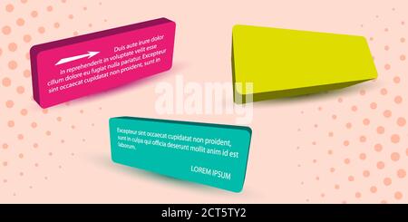 Infographic 3D title boxes in different angles with shadows. Vector illustration. Stock Vector