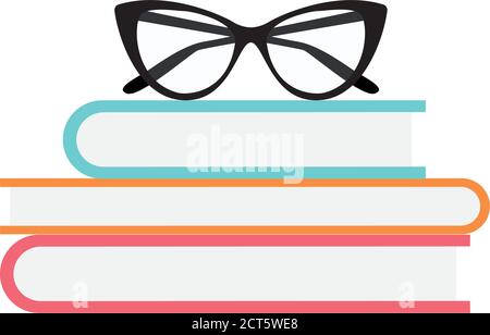 Books and glasses icon. Reading activities - Vector illustration Stock Vector