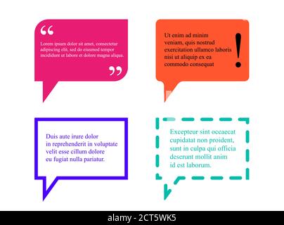 Square speech bubble vector set. Quote, warning, notice template. Stock Vector