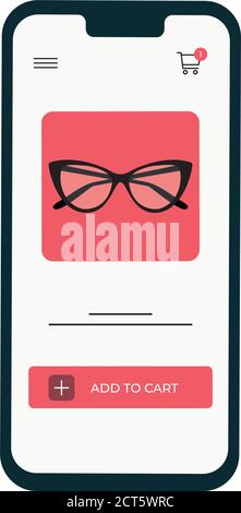 Cell phone with virtual store. Online shopping icon - VEctor Stock Vector
