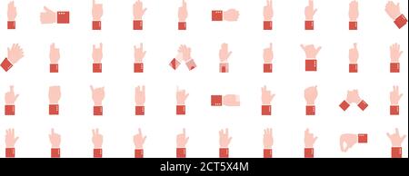 hand sign language alphabet flat style set of icons vector design Stock Vector