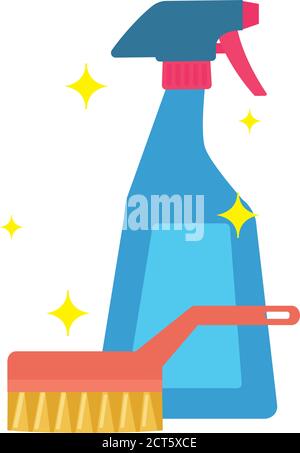 Isolated spray bottle and brush icon - Vector Stock Vector