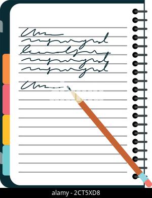 Isolated notebook with notes. School and office suplies - Vector Stock Vector