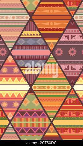 Seamless tribal pattern with native patterns. Patchwork blanket. Vector texture for wallpapers, fabrics, wrapping paper and your creativity. Stock Vector