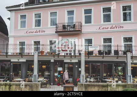 Bad Kissingen/Germany-31/12/18: Italian Restaurant - Cafe da Vito and Casa da Vito apartments in the Rose Garden in Bad Kissingen, one of Germany's be Stock Photo