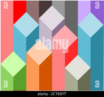 Infographic columns of business analytics for presentation for financial presentation, Multicolored square shape bar graph Stock Vector