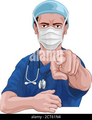 Nurse Doctor Pointing Your Country Needs You Stock Vector