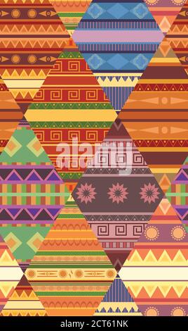 Seamless tribal pattern with native patterns. Patchwork blanket. Vector texture for wallpapers, fabrics, wrapping paper and your creativity. Stock Vector