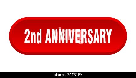 2nd anniversary button. rounded sign isolated on white background Stock Vector