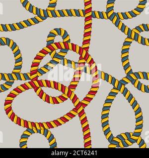 set on chain straps braids and pendant jewelry print on fabric straps, clasps straps chain nautical knots and ropes 80s Opulence Stock Vector
