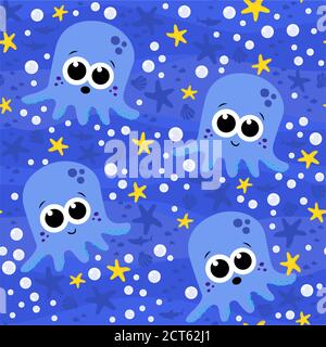 background of cute octopus pattern, vector illustration Stock Vector ...