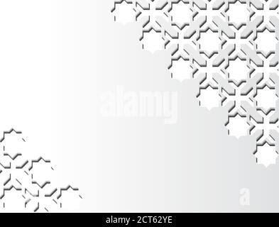 White geometric background with relief and shadow. 3d white isometric vector pattern for background, card, banner Stock Vector