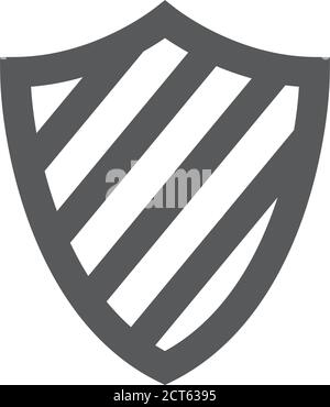 Shield icon in thick outline style. Black and white monochrome vector ...