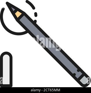 Vector eyeliner, cosmetic makeup pencil flat color line icon. Symbol and sign illustration design. Isolated on white background Stock Vector