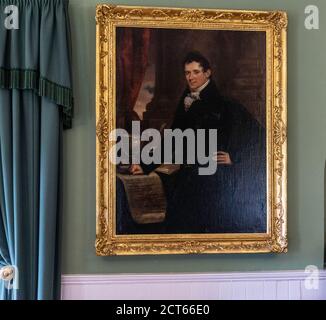 A portrait painting of Daniel O, Connell hanging in Derrynane House, Caherdaniel, County Kerry, Ireland. Stock Photo