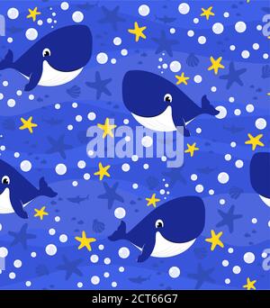 Vector under the sea seamless pattern. Repeat background with cute
