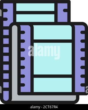 Film strip, cinema frames flat color line icon. Stock Vector