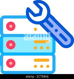 data center server repair icon vector outline illustration Stock Vector