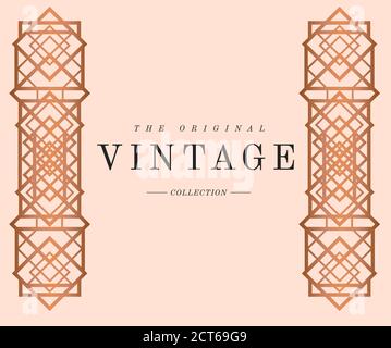 Modern golden black page background for print and web art deco / art new page template. Line art geometric elegant pattern. .pink gold and pastel pink Stock Vector