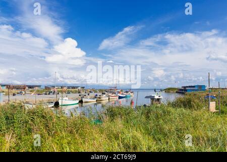 Old fishing harbor of Hvide Sande on Ringkøbing Fjord in Jutland, Denmark Stock Photo