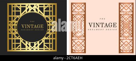 Art Deco, Art Novo page template luxury elegant texture geometric style, gatsby concept, golden black.Pink gold and pastel pink background. Stock Vector