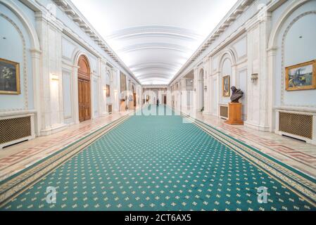 Interior rooms inside the Palace of the Parliament, Bucharest, Muntenia Region, Romania Stock Photo