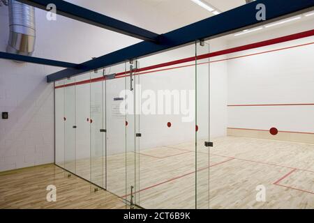 Racquetball Court Glass Divider Stock Photo