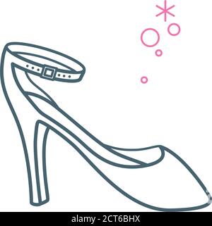 Linear flat icon of a fashion shoe drawn with simple thin lines. Stock Vector