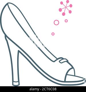 Linear flat icon of a fashion shoe drawn with simple thin lines. Stock Vector