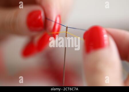 Detailed picture of sewing process Stock Photo