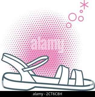 Linear flat icon of a fashion shoe drawn with simple thin lines. Stock Vector