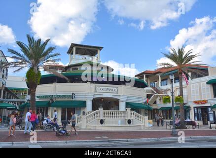 MIAMI BEACH, USA - MARCH 19, 2017 : Cocowalk outdoor mall in Coconut Grove neighborhood in Miami. Stock Photo
