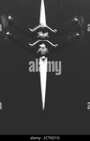 Sculling Rowing Overhead Image Overhead view of a double scull pair rowing together, two people Stock ...
