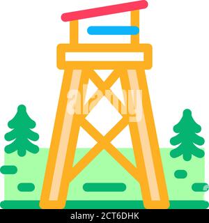 rescue forest tower icon vector outline illustration Stock Vector