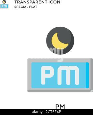 Pm vector icon. Flat style illustration. EPS 10 vector. Stock Vector